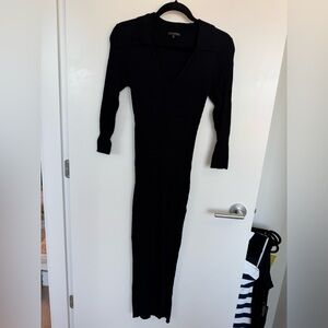 Dynamite Black Ribbed Knit Dress with Collar